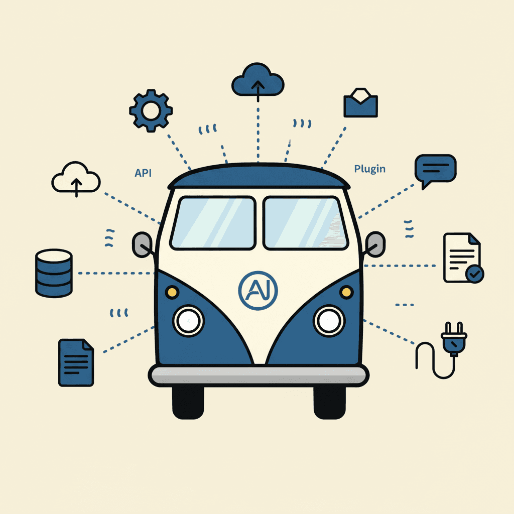 AI Struggle Bus as an integration hub connected to various tools
