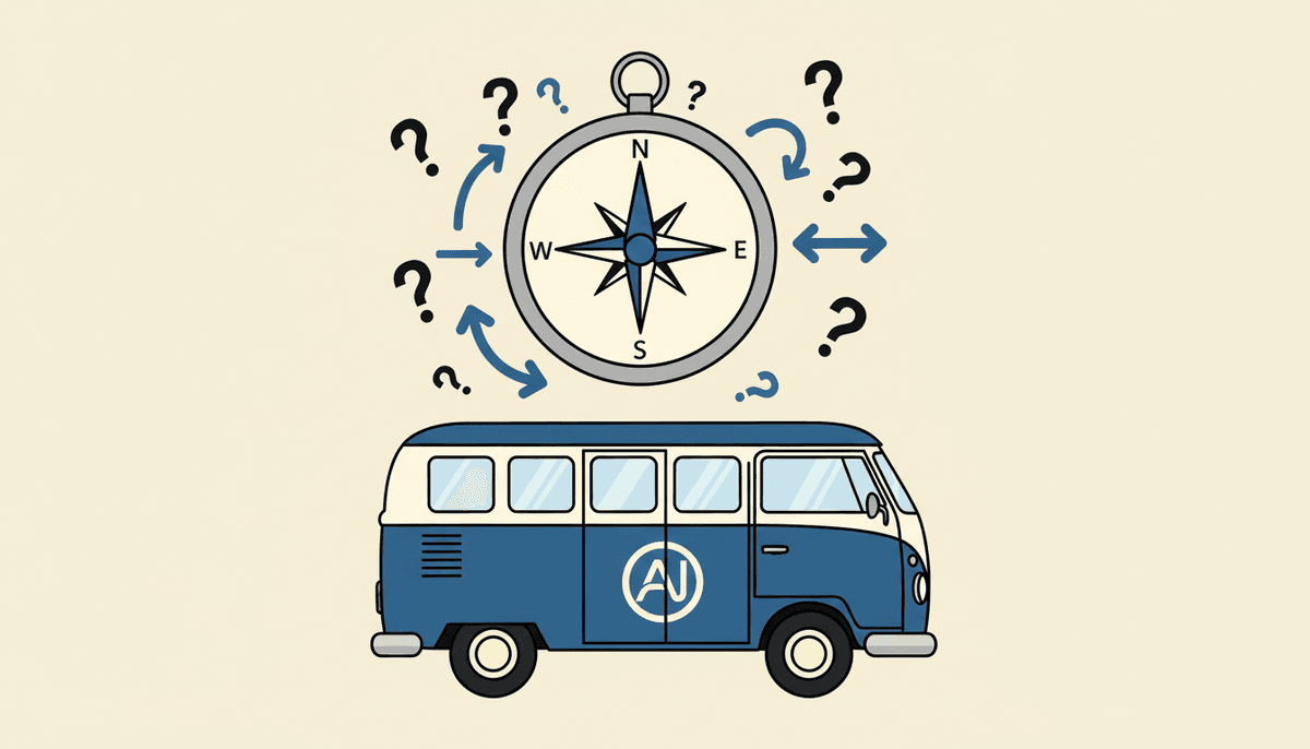 AI Struggle Bus with compass helping navigate the right direction
